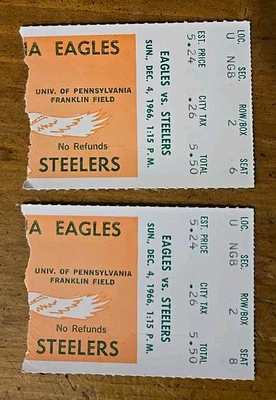 Pair Of 1966 Philadelph Eagles Vs Pittsburg Steelers Ticket Stubs Franklin Field - Image 1 of 4