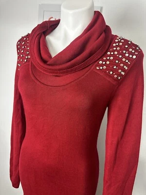 Vestido Suéter Andrew Marc Rojo Bling Talla Pequeña Foto 1 de 4