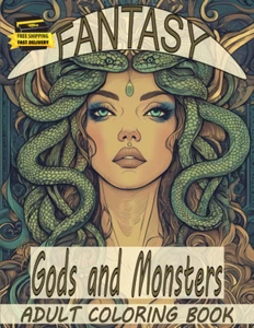 Fantasy Gods and Monsters Adult Coloring Book: Whimsical Deities and Creatures: - Picture 1 of 2