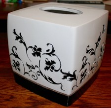 "Sussex" hand painted White & black Tissue Box Cover - Very pretty