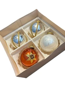 Lot of 4 Vintage West Germany Glass Gold Cream Orange Christmas Bulb Ornaments - Picture 1 of 9