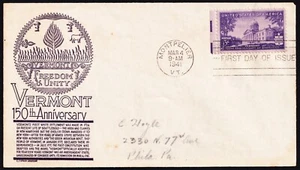 US 1941 Vermont 150th (903) . First Day Cover . Anderson Cachet - Picture 1 of 1