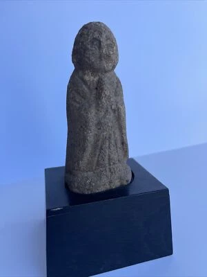 Antique Religious Icon Stone Carving Primitive Naive Folk Art Praying Figure Old - Image 1 of 4