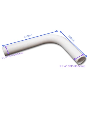  WC Low Level Flush Pipe Bend 1 1⁄4" BSP (38.5mm) Length 270 x 200mm Depth - Image 1 of 4