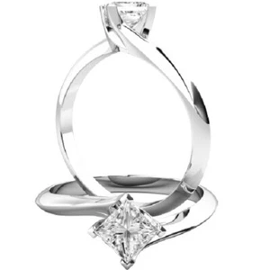 0.50 Ct Princess Cut Lab Created Diamond Engagement Ring 14K White Gold Size 6 - Picture 1 of 9