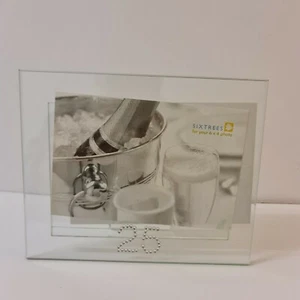 Sixtrees Glass Photo Frame 6x4 Silver Wedding 25th Anniversary - Picture 1 of 7
