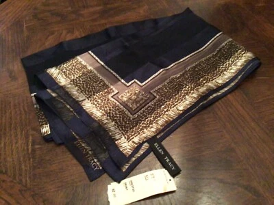 ELLEN TRACY 丝绸围巾 全新带标签 — 第 1/3 张图片