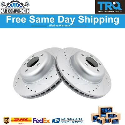 TRQ Front Driver & Passenger Side Brake Rotor Set For 2004-10 BMW 535i 645Ci - Image 1 of 4