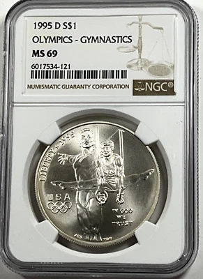 1995-D Olympic Gymnastics Commemorative Silver Dollar : NGC MS69 - Image 1 of 4