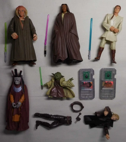 1990s STAR WARS 3.75" Figure Lot 6 OBI-WAN/NUTE/ANAKIN/YODA/MACE WINDU/SAESEE Cover