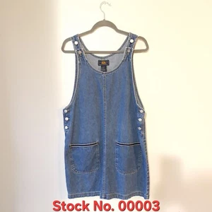 Route 66 Blue Denim Jumper Overall Womens Sleeveless Shirt Pockets Medium Size - Picture 1 of 10