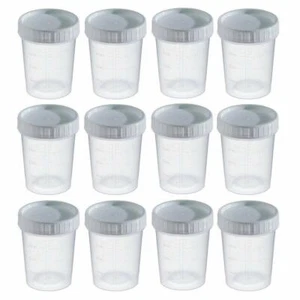 Tazas de muestras tapas superiores a tornillo gris, 4 oz/120cc con graduaciones (Paquete de 12) - Imagen 1 de 2