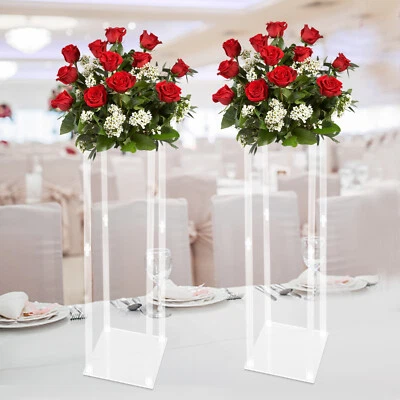 2 PIEZAS 39" Acrílico Flor Soporte Columna Jarrón Centros de Mesa Transparente Decoración Boda Foto 1 de 4