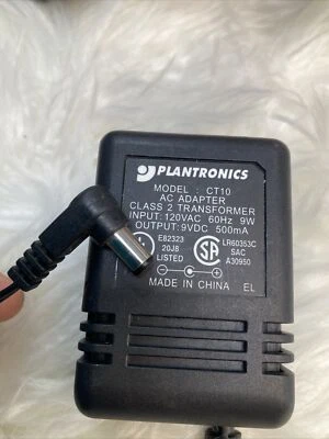 Plantronics CT10 Headset Power Adapter AC Transformer 9VDC 500mA   READ - Image 1 of 4