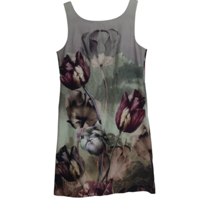 Bailey 44 Floral Tulip Flower Print Knee Length Shift Dress Gray Multi Size 4 - Image 1 of 4