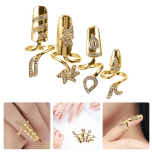 4 Stück Nagel Ringe Schmuck Fingernagelspitze Fingernagel Kappe Ornament Miss Damen - Bild 1 von 12