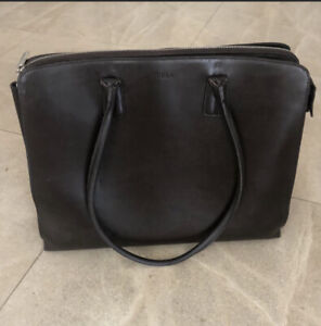 Furla Italy Dark Brown Leather Women's Double Handles Shoulder Tote Handbag/*pic