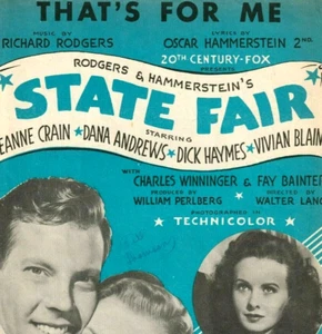 Thats For Me State Fair Film Jeanne Crain Dana Andrews 1945 Noten - Bild 1 von 4