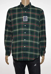 Club Room Hombre Verde Cuadros Elástico Franela Manga Larga con Botón Camisa M - Picture 1 of 2