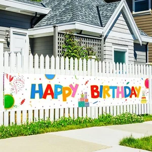 Large Colorful Happy Birthday Yard Banner Sign Birthday Party Outdoor Decoration - Picture 1 of 8