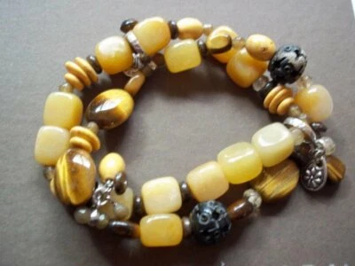 Silpada 925 纯银黄色蛇形弹力手链 B1847 — 第 1/4 张图片