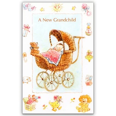 Cute NEW BABY Card FOR GRANDPARENTS, Congratulations by Gallant Greetings + ✉