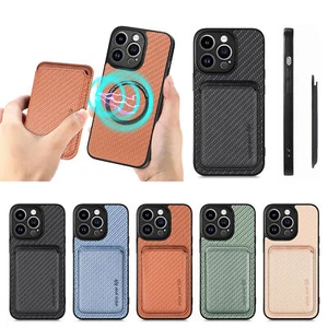Für iPhone 16 Pro Max 15 14 13 12 Magnet Abnehmbar Kartenhalter Leder Hülle - Bild 1 von 18
