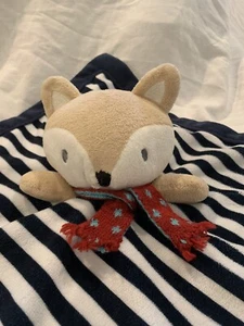 Levtex Baby Fuchs Sicherheitsdecke Plüsch Lovey Navy Weiß Streifen Rot Schal Rarität - Bild 1 von 5