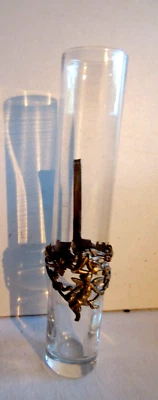 "Vase de voiture, de calèche Napoléon III porte-bouquet verre, bague à l'angelot - Photo 1/4