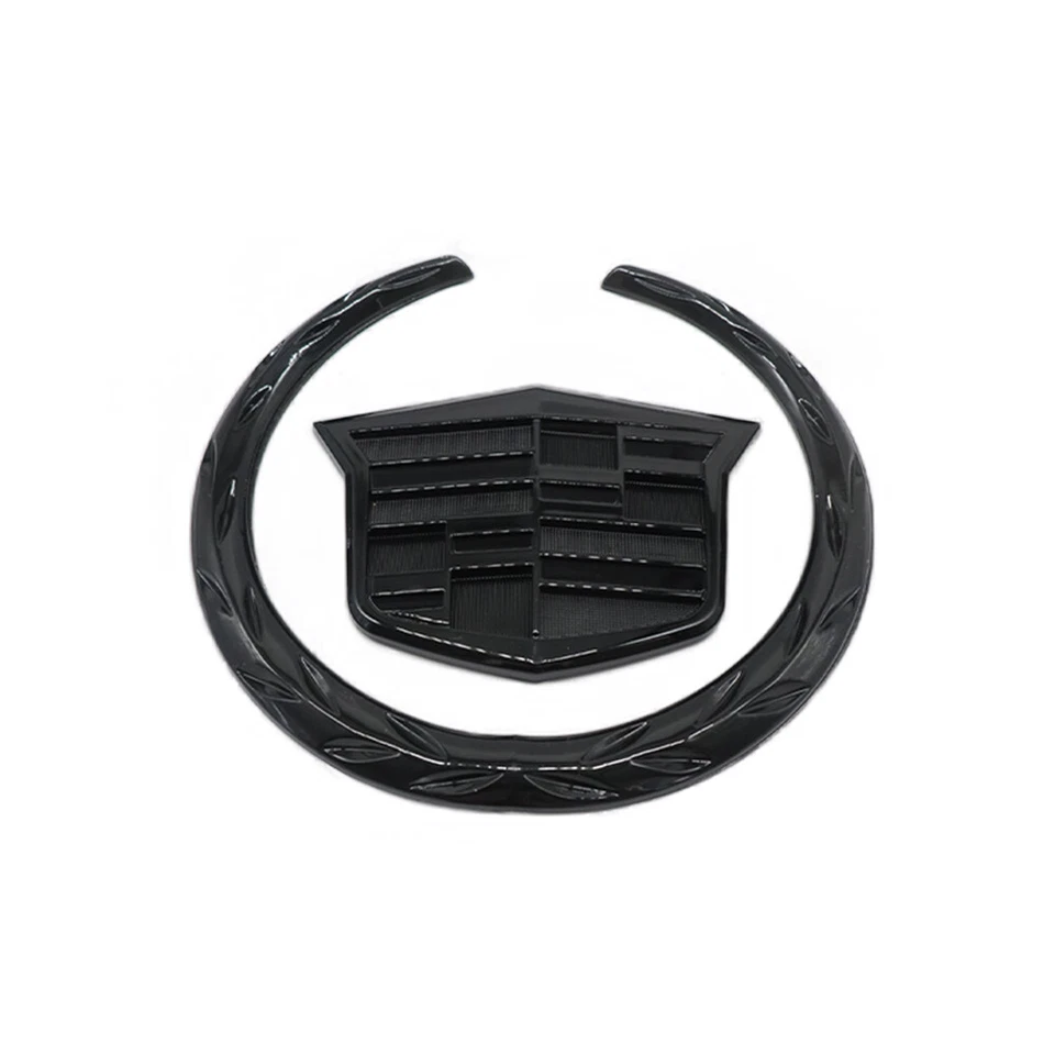 Gloss Black Car Front Grille Emblem Decal Badge For ATS CTS DTS SRX STS 6" - Image 1 of 1