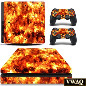 PS4 Slim Decal Flame Skin Sony Playstation 4 Slim Sticker Fire Skin VWAQ-PSGC3 - Picture 1 of 1