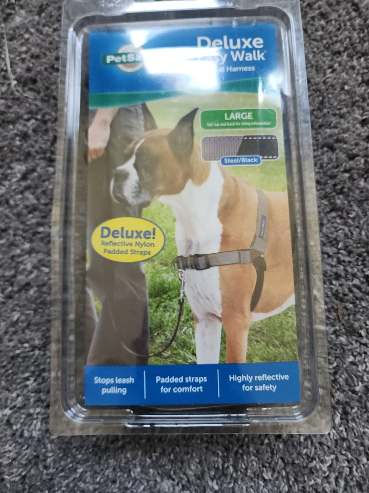PetSafe Deluxe Easy Walk No Pull Dog Harness Large Steel/black Ship 3783
