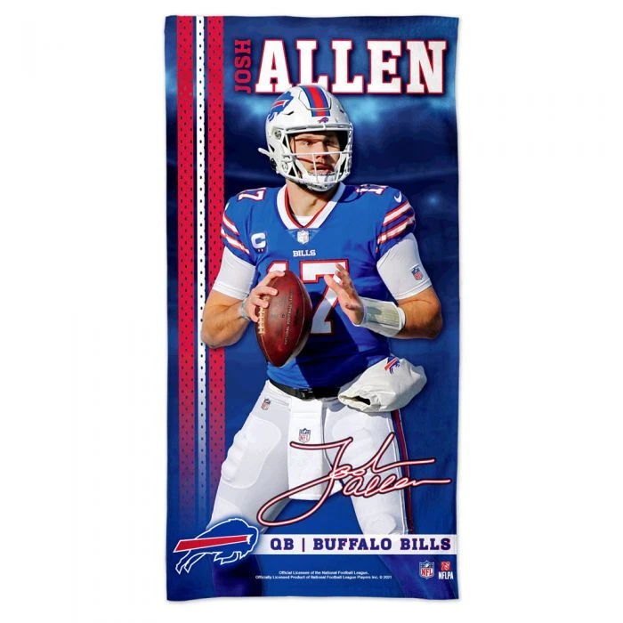 JOSH ALLEN BUFFALO BILLS SPECTRA TOALLA DE PLAYA 30"X60" ALGODÓN FELPA CON LICENCIA NFL Foto 1 de 1