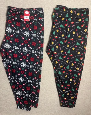 Leggings de Navidad Talla 5X Holiday Time Paquete de 2 NUEVO Pan de Jengibre Copos de Nieve 32 34 Foto 1 de 4
