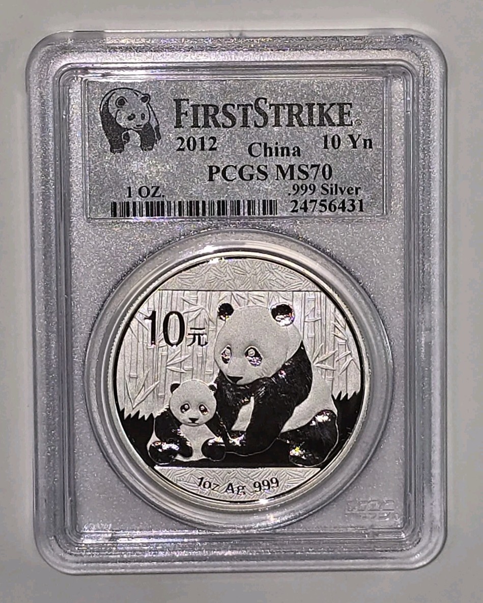 Chinese Panda MS 70 Graded 2012 Silver Bullion Coins for