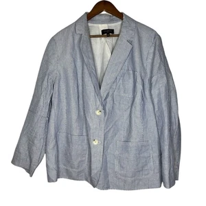 Giacca blazer Talbots donna più blu a righe lino 22W leggero classico - Foto 1 di 7