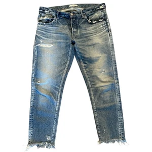 Moussy Vintage Distressed Jeans 30 Women Medium Wash Frayed Hem Premium Denim - Picture 1 of 12