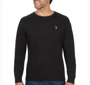 Polo Ralph Lauren Men's Black Textured Crew-Neck Cotton Pullover Sweater - Picture 1 of 9