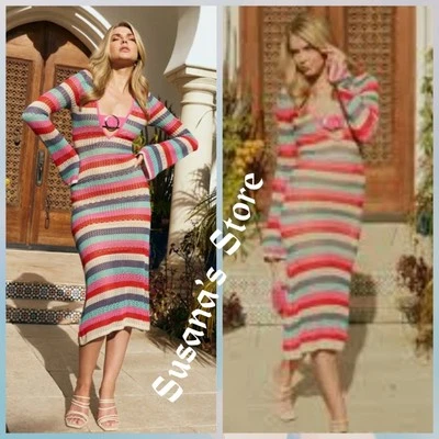 NUEVO CON ETIQUETAS VESTIDO SUÉTER MIDI ANILLO GANCHILLO BEBE TALLA XXS INCREÍBLE, SEXY Y ATRACTIVO!! Foto 1 de 4