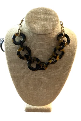 J. Collar Crew Grueso Cadena Eslabón Marrón Imitación Caparazón de Tortuga Acrílico Joyería 19" Foto 1 de 4