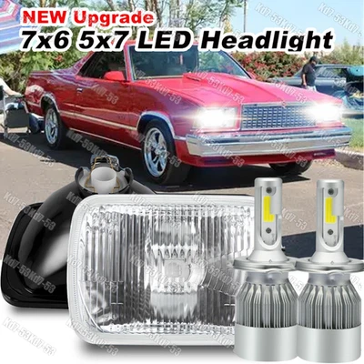 2x 7x6" 5x7" inch LED Headlights Hi/Lo Beam fit Chevy Malibu 1978-81 El Camino A - Image 1 of 4