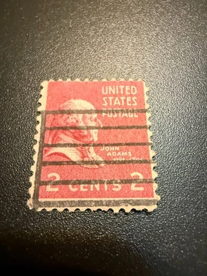 John Adams 2 cents, Red, 1938, Rare US POSTAGE STAMP, USED - Image 1 of 4