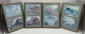 Watercolor Baby & Mom Wild Zoo Animals Set of 8 Framed Nursery Kids Decor 12x8.5 - Picture 1 of 22
