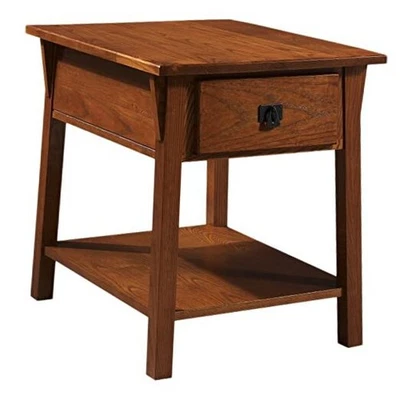  Mesa auxiliar Mission, madera maciza, 1 cajón de almacenamiento, compartimento oculto ruso Foto 1 de 4