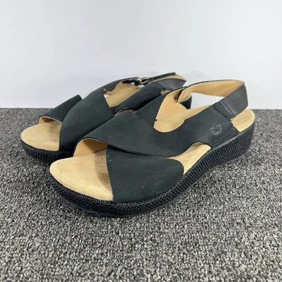 Sandalias Spenco Marfa negras boho de cuero cómodas con correa cruzada talla 9 Foto 1 de 4