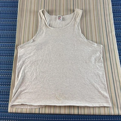 Camisa Jerzees vintage para hombre XL gris jaspeado camiseta sin mangas algodón en blanco Foto 1 de 4