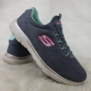 SKECHERS 12980W Gray Blue Pink Slip On Casual Comfort Active Shoes Womens Sz 10 - Picture 1 of 8