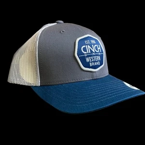 Cinch Youth FlexFit Logo Patch Meshback Snapback Cap Hat - Grey/Navy - Picture 1 of 1