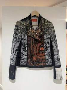 Clover Canyon Bomber Moto Jacket Multi-Color Printed Stretch Women’s Sz M - Picture 1 of 8