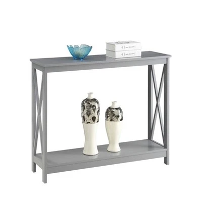 Mesa console Oxford Convenience Concepts com acabamento em madeira cinza - Imagem 1 de 2